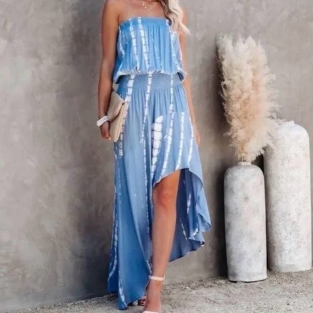 Vici Storia Ocean Blue Strapless Dress